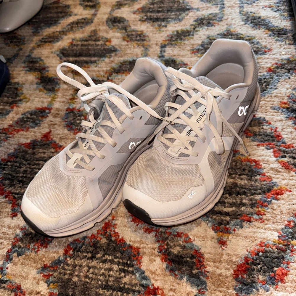 On Cloud Running White and Gray Sneakers